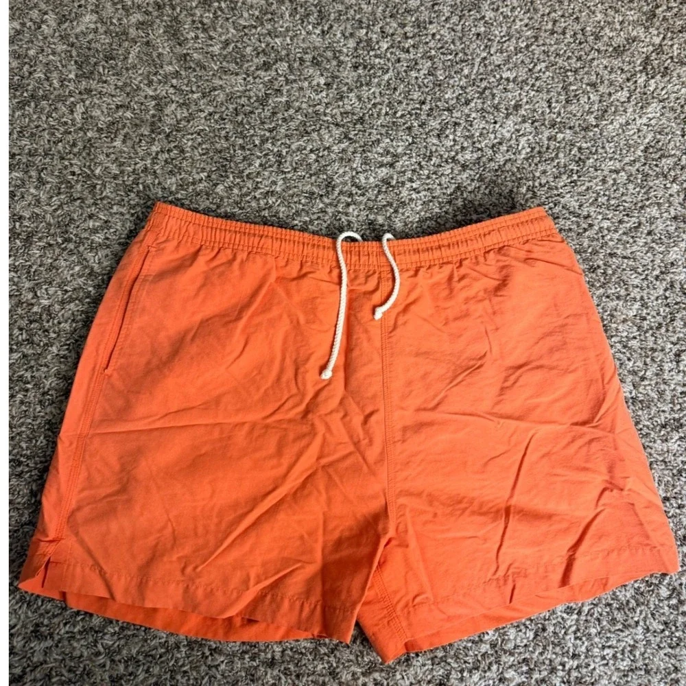 Galyans Mens Orange Swim Trunks Mesh Lined Board Shorts L Drawstring 5